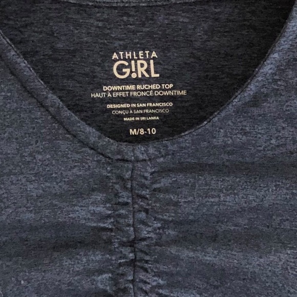 Athleta Girl Downtime Ruched Front Long Sleeve Top Heather Blue Medium - Picture 6 of 7
